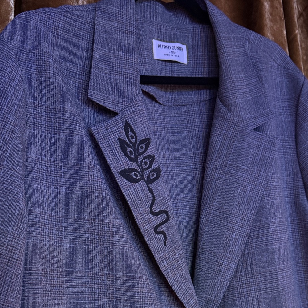 One of a Kind Upcycled WhimSee Handprinted vintage lightweight blazer